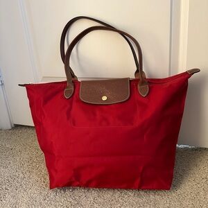 Longchamp Large Le Pliage Tote Deep Red